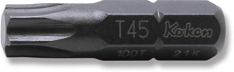 Ko-ken 100T.32-T45H 5/16 Hex Dr. Tamper-Resistant TORX® T45H Bit - Length 32mm