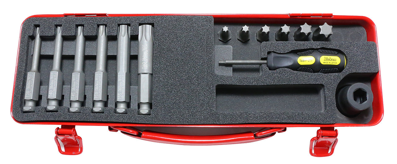 Ko-ken 14210X 1/2 Sq. Dr. Bit + Bit Holder Set XZN M4-M12    14 pieces