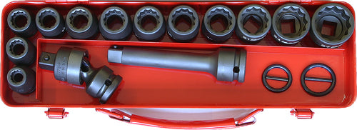 Ko-ken 14245M-6P 1/2 Sq. Dr. 18 Piece Impact 6-Point Socket Set  10-27mm