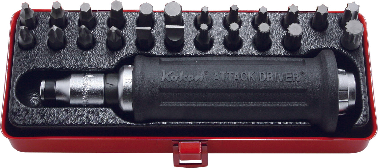 Ko-ken AG112H 1/2 Sq. Dr. Attack Driver Set     Rubber Grip 18 pieces
