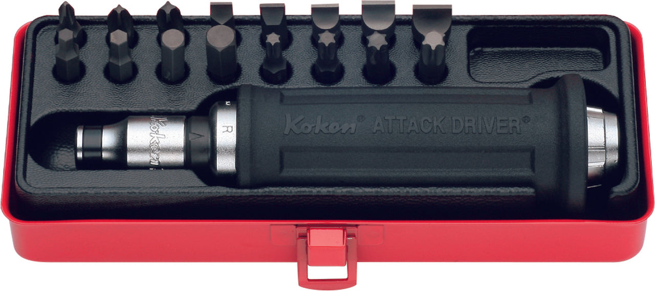 Ko-ken AG318A 3/8 Sq. Dr. Attack Driver Set     Rubber Grip 6 pieces