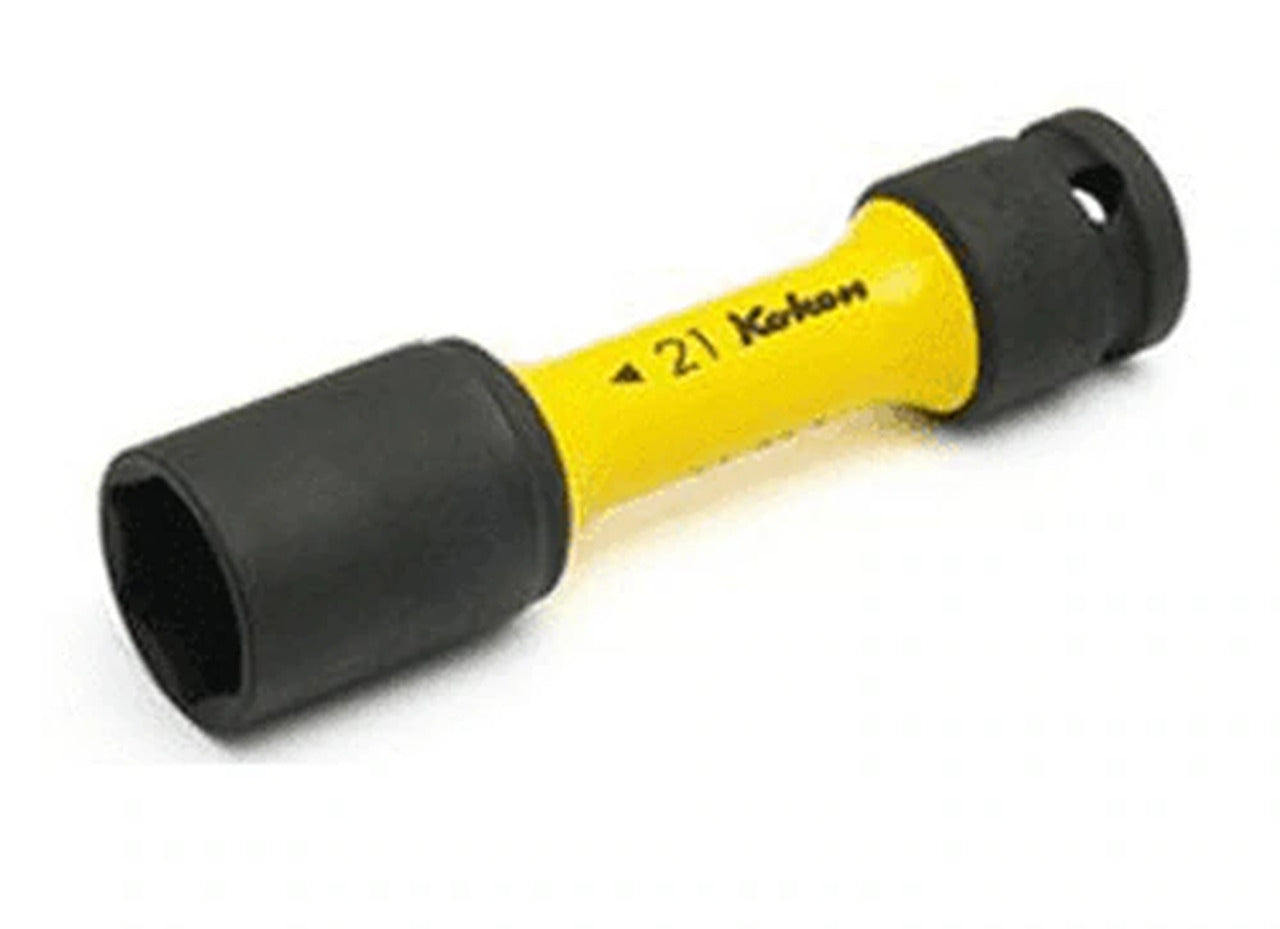 Ko-ken 14145PM.110-22 1/2 Sq. Dr. Wheel Nut Socket  22mm Extra Thin walled Length 110mm Color coded Protector