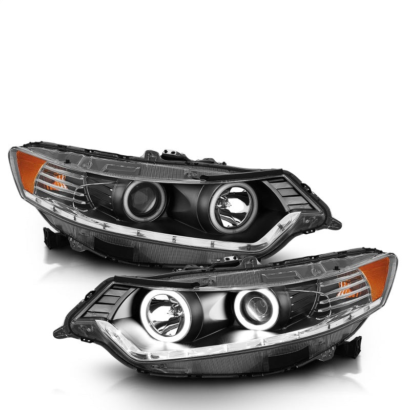 ANZO 2009-2012 Acura Tsx Projector Headlights w/ Halo Black (CCFL) (HID  Compatible)