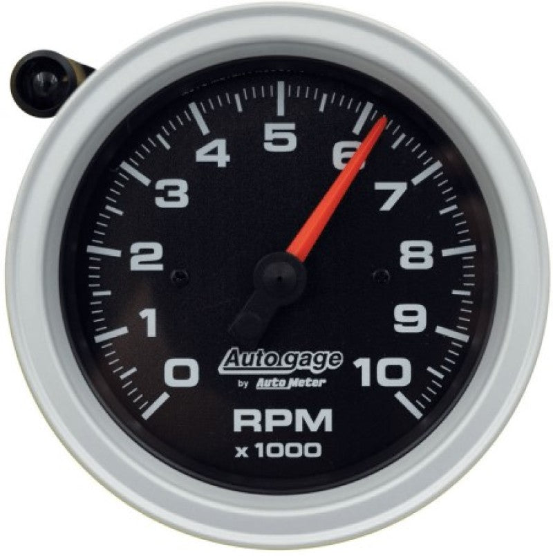 AutoMeter Tachometer Gauge 10K RPM 3 3/4in Pedestal w/Ext. Shift-Light -  Black Dial/Black Case