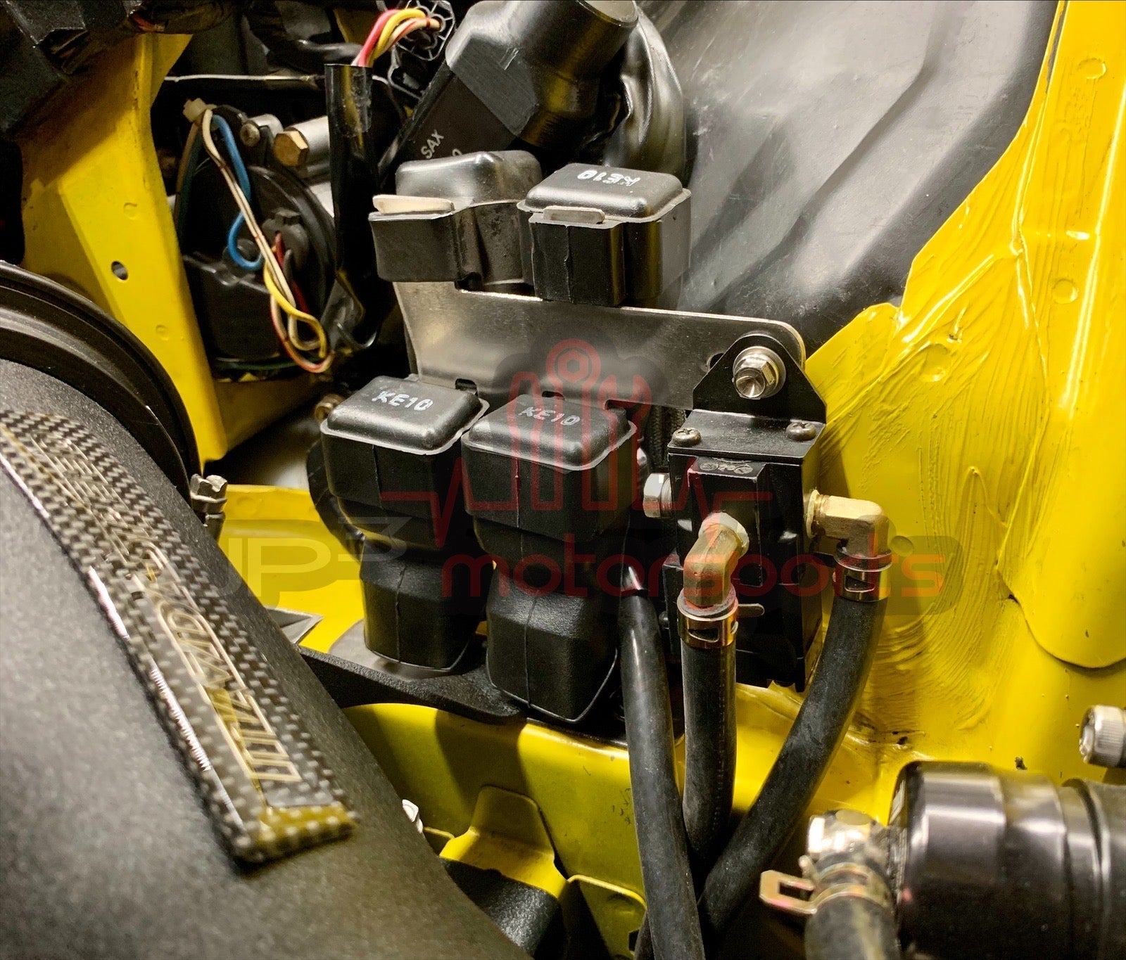 Mazda RX7 FD3S Fan Relay Bracket (Black Relocated Bracket without Boost Solenoid Tab)