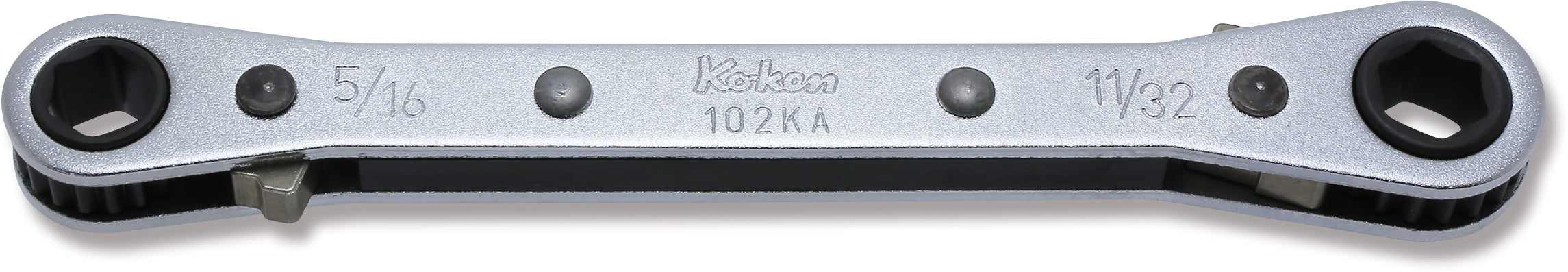 Ko-ken 102KA-7/32X1/4 Ratcheting Ring Wrench  7/32x1/4 6 point Length 108mm Reversible