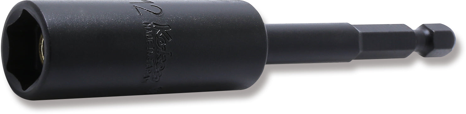 Ko-ken 115G.100-12FR 1/4 Hex Dr. Nut Setter with Plastic Protector  12mm 6 point Length 100mm Slide Magnet Turnable POM cover