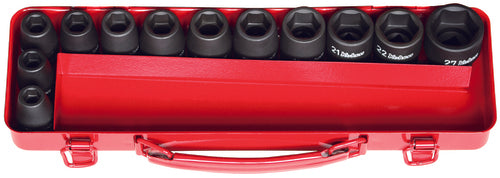 Ko-ken 14245M-12P 1/2 Sq. Dr. 18 Piece Impact 12-Point Socket Set  10-27mm