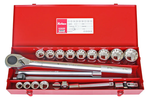 Ko-ken 6268M 3/4 Sq. Dr. 15 Piece 12-Point Metric Socket Set  19-50mm