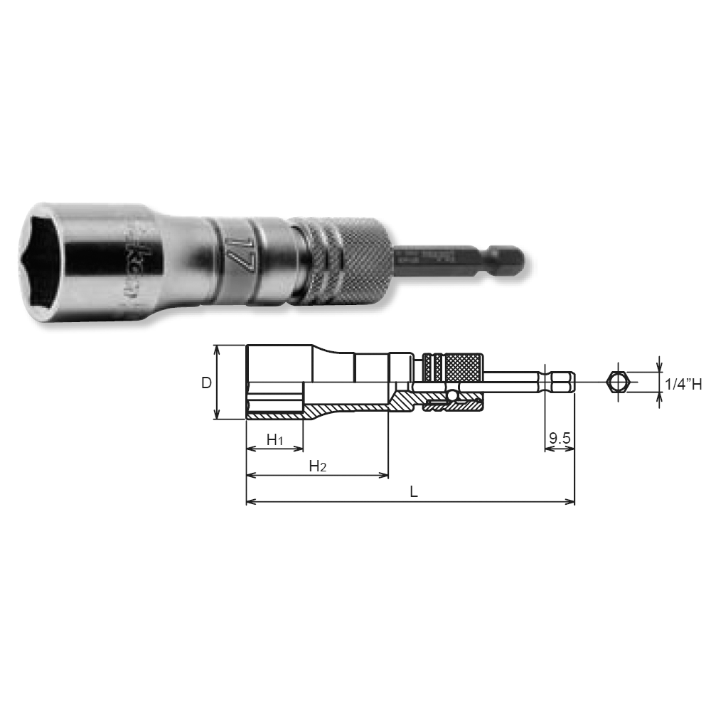 Ko-ken BD14400MJ-13 1/2 Sq. Dr. 6-Point Anchor Bolt Socket w/ Plastic Stopper 13mm