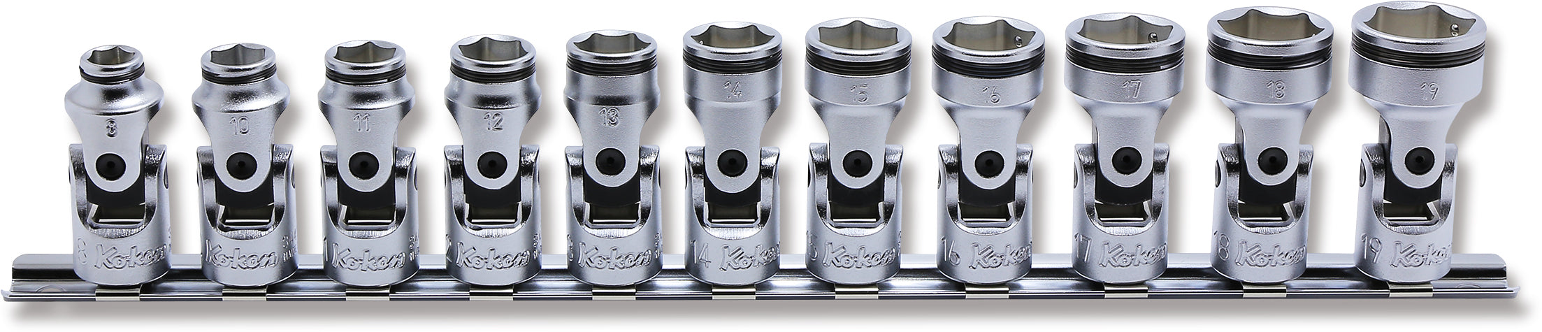 Ko-ken RS3441M/5 3/8 Sq. Dr. Universal NUT GRIPÂ® Socket set,  8mm-14mm - 5 pieces