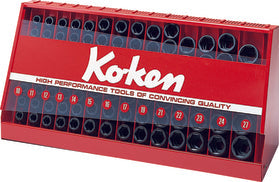 Ko-ken S3240A-00 3/8 Sq. Dr. 126 Piece 6-Point SAE Socket set  1/4-7/8" in Display Stand