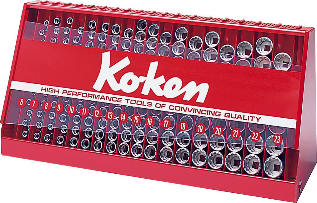 Ko-ken S4240A-00 1/2 Sq. Dr. 103 Piece 6-Point SAE Socket set  3/8-1.1/4" in Display Stand