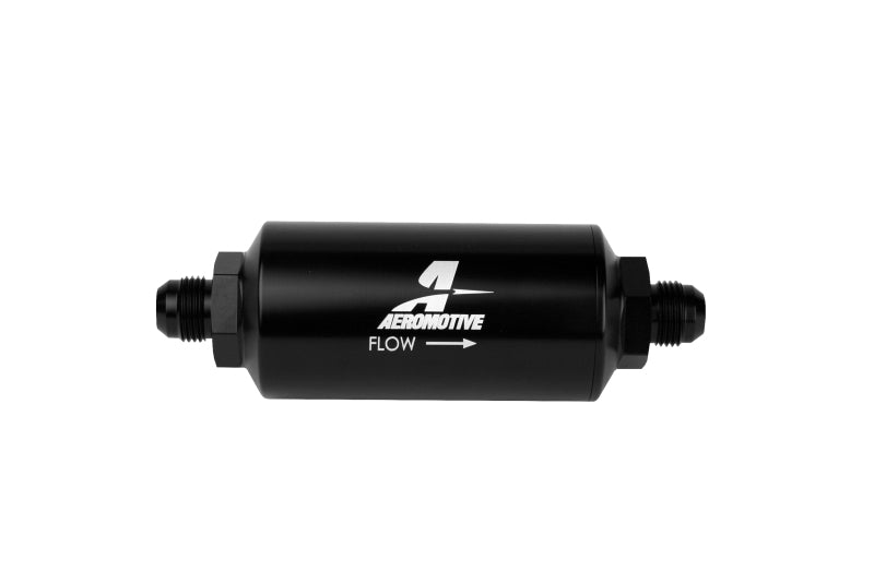 Aeromotive In-Line Filter - AN-08 size Male - 10 Micron Microglass Element - Bright-Dip Black