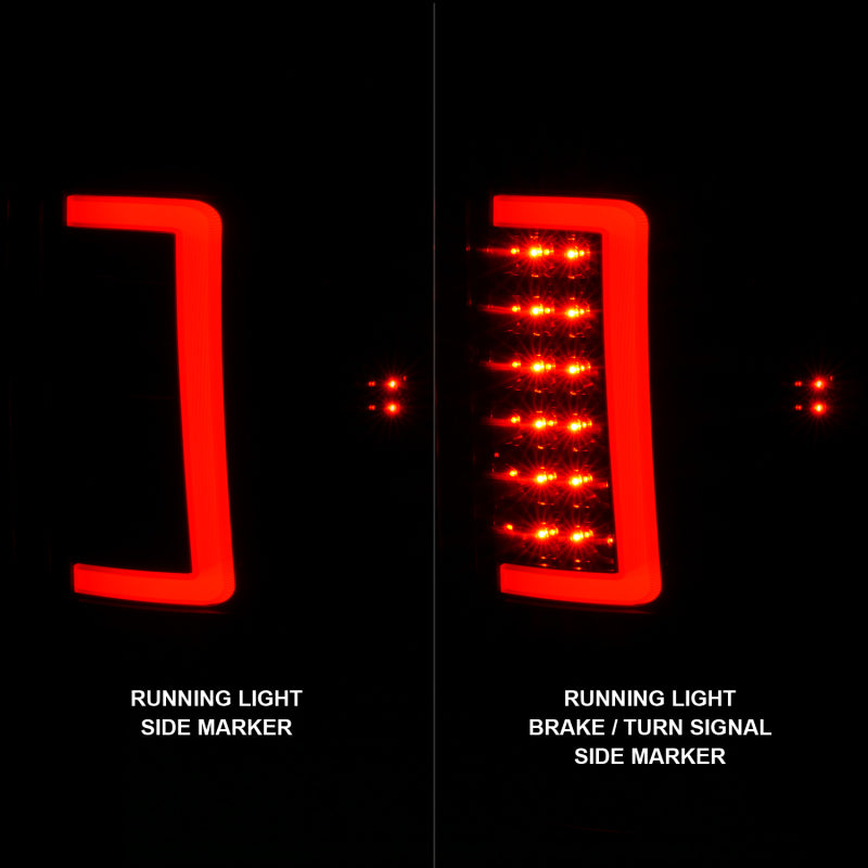 ANZO 2007-2013 GMC Sierra LED Tail Lights w/ Light Bar Black Housing Smoke Lens