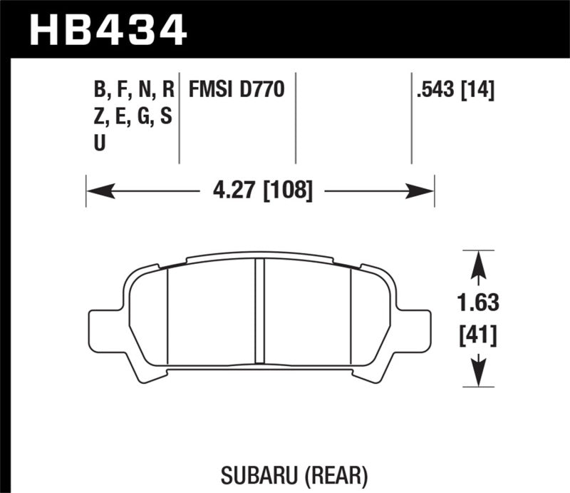 Hawk 2004-2006 Subaru Baja Sport HPS 5.0 Rear Brake Pads
