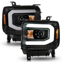 Load image into Gallery viewer, ANZO 2014-2015 GMC Sierra 1500 Projector Headlights w/ Light Bar Black Housing (Halogen Type)