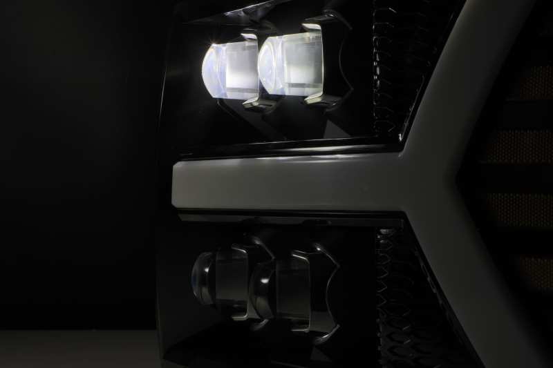 AlphaRex 07-13 Chevy 1500HD NOVA LED Proj Headlights Plank Style Gloss Blk w/Activ Light/Seq Signal
