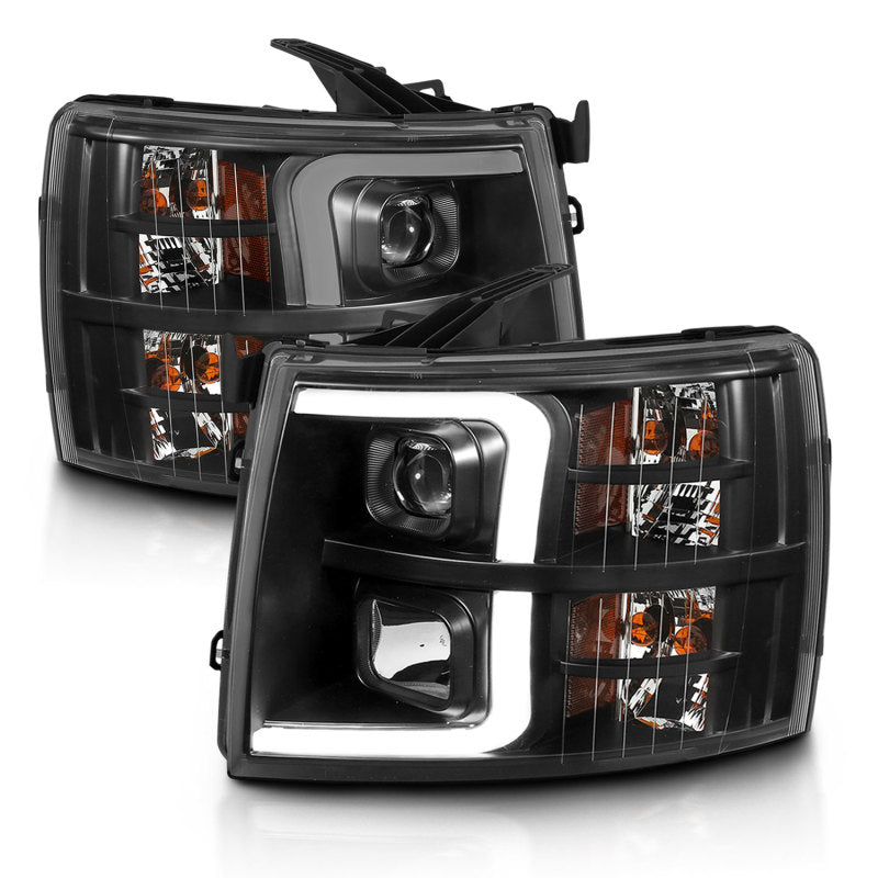 ANZO 07-13 Chevrolet Silverado 3500 Projector Headlights - Black