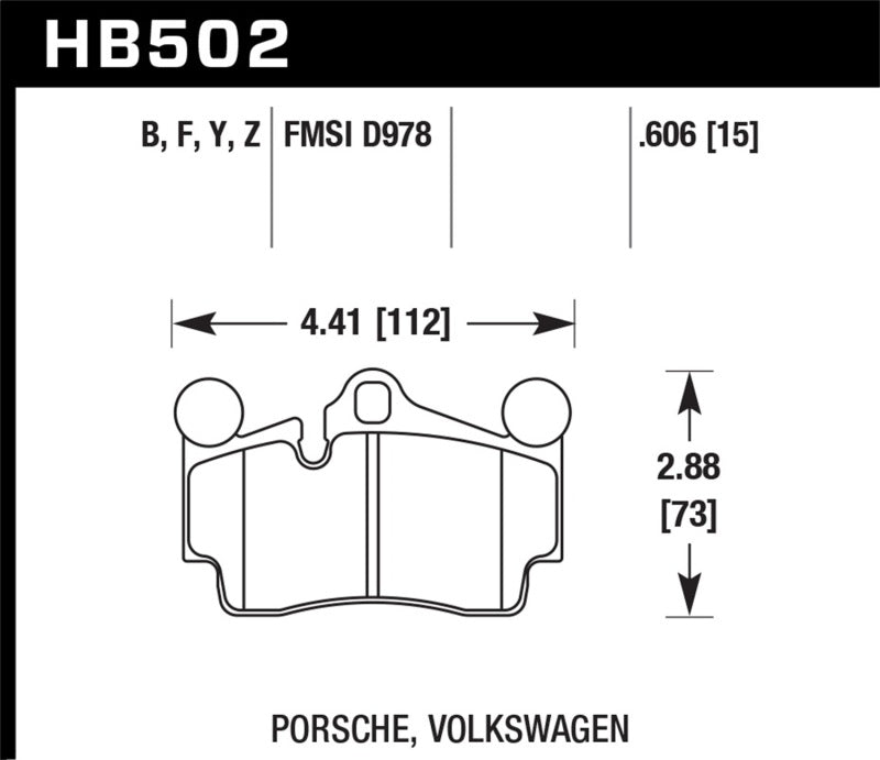 Hawk Porsche / Volkswagen Performance Ceramic Street Rear Brake Pads