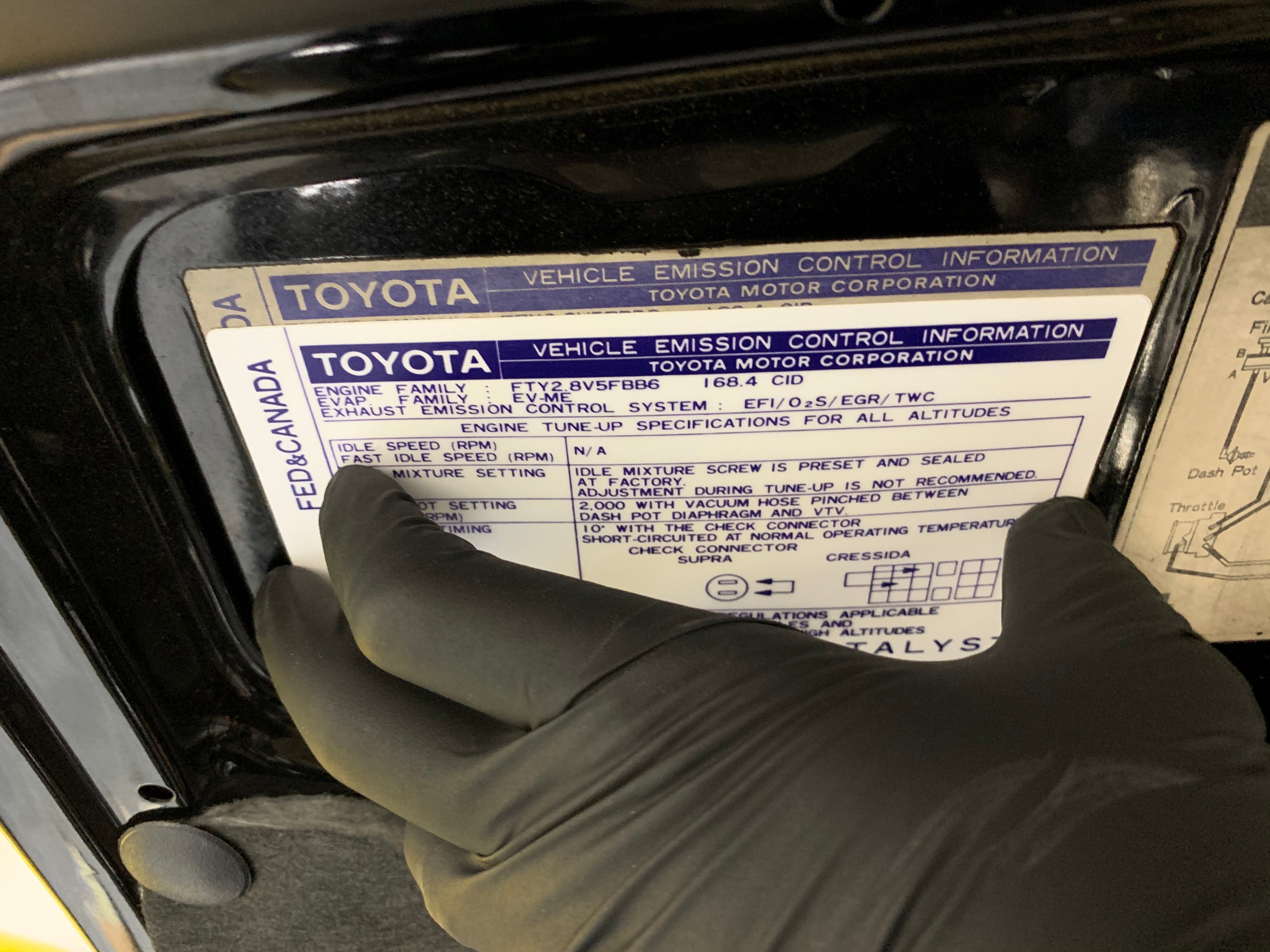 Toyota Celica Supra MKII Reproduction Decal (Emission Control)