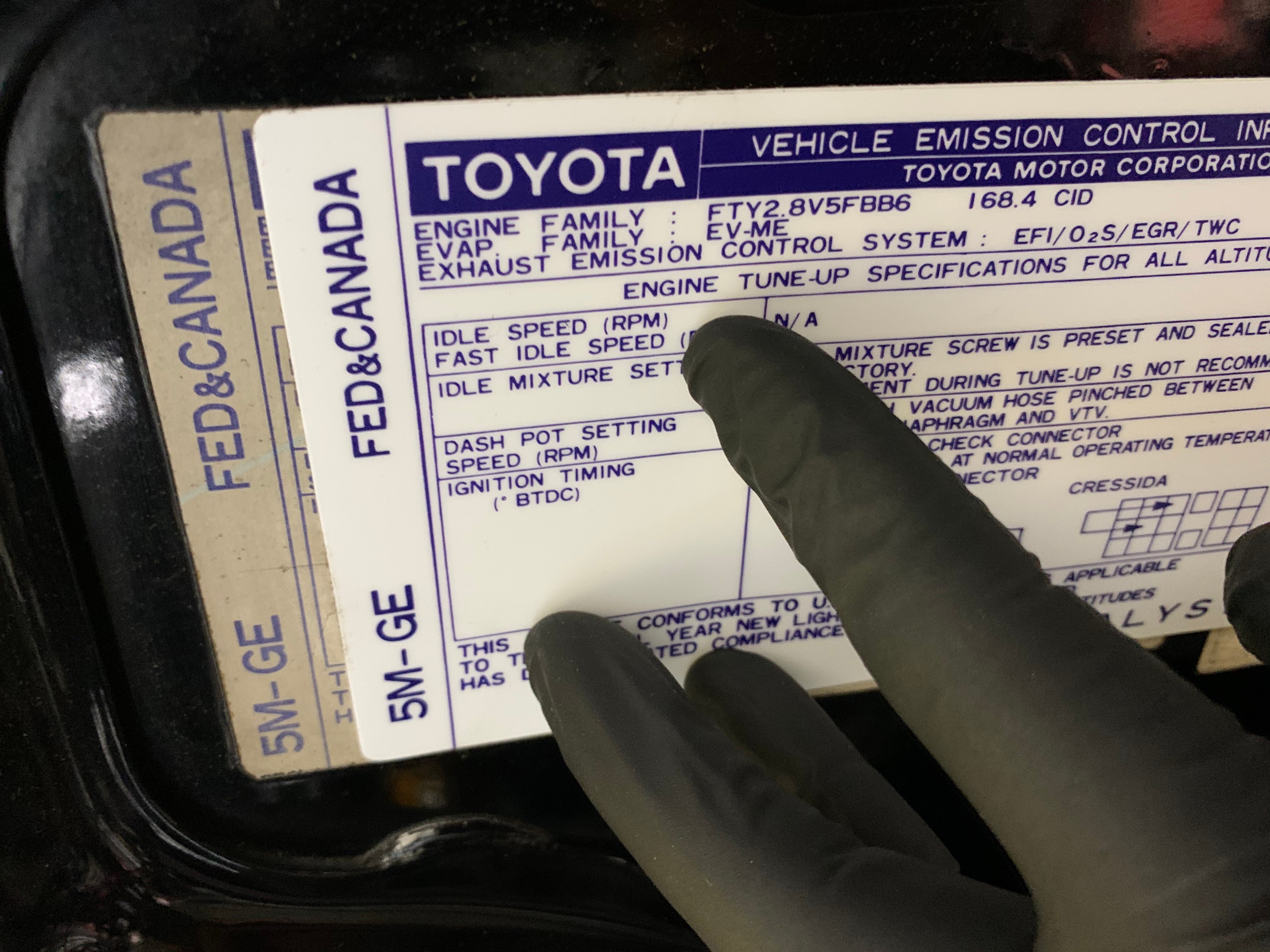 Toyota Celica Supra MKII Reproduction Decal (Emission Control)