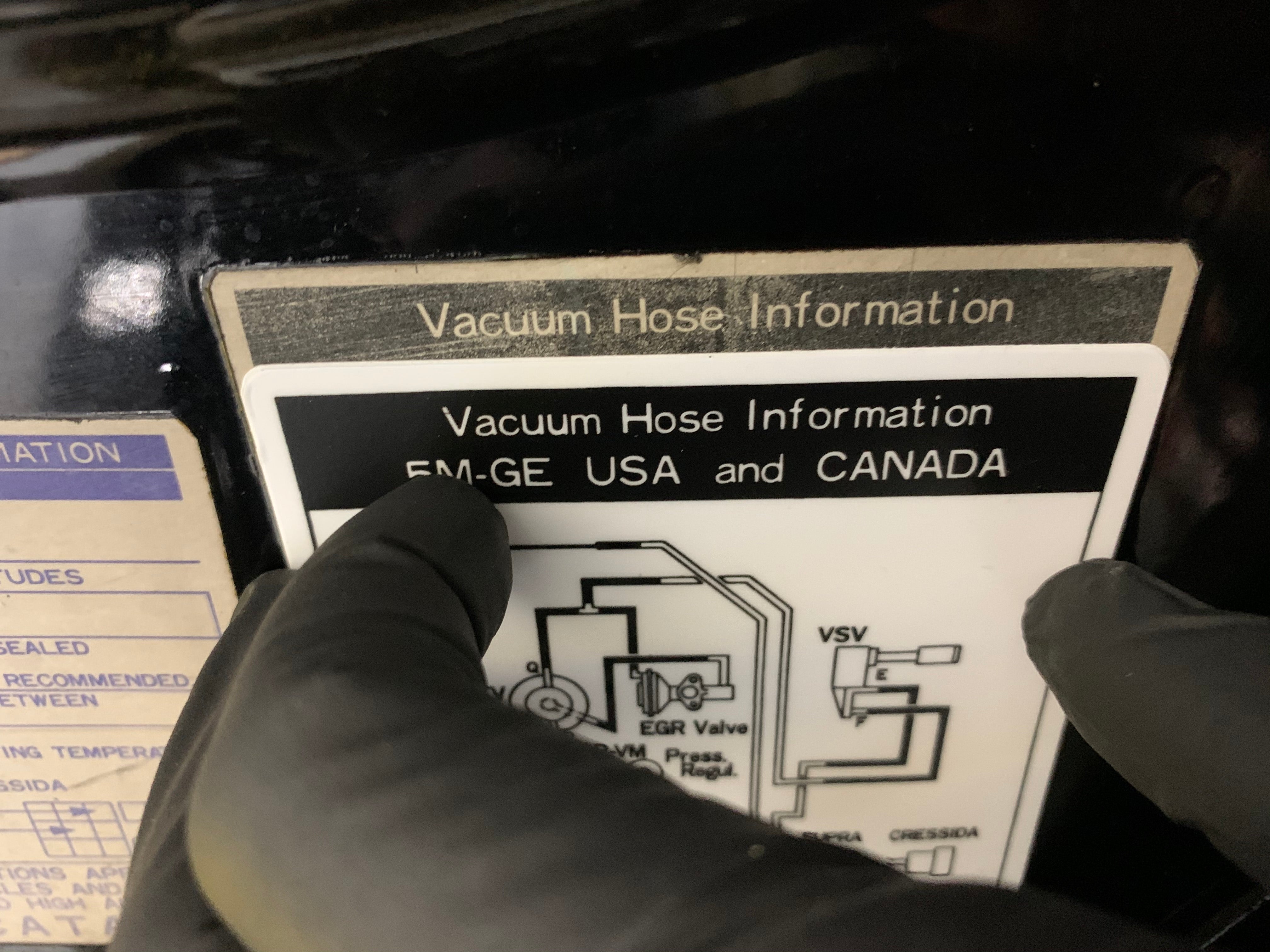 Toyota Celica Supra MKII Reproduction Decal (Vacuum Hose Diagram)