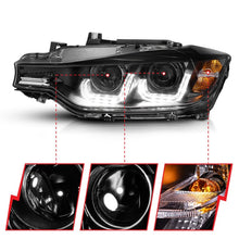 Load image into Gallery viewer, ANZO 2012-2015 BMW 3 Series Projector Headlights w/ U-Bar Black