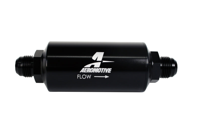 Aeromotive In-Line Filter - (AN -10 Male) 40 Micron Stainless Mesh Element Bright Dip Black Finish