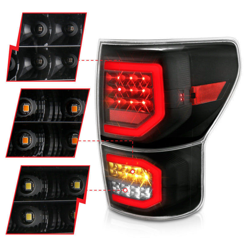 ANZO 2007-2013 Toyota Tundra LED Taillights Plank Style Black w