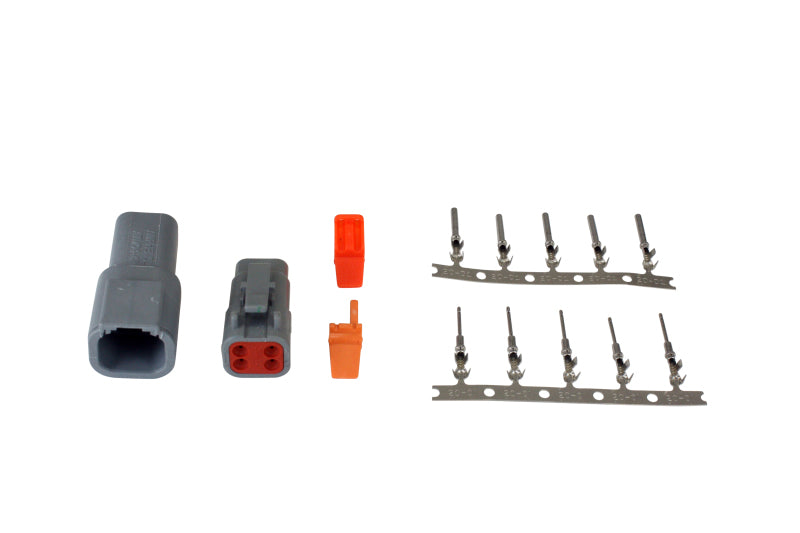 AEM DTM-Style 4-Way Connector Kit w/ Plug / Receptacle / Wedge Locks / 5 Female Pins / 5 Male Pins