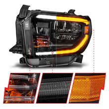 Load image into Gallery viewer, ANZO 2014-2017 Toyota Tundra LED Crystal Headlights w/ Switchback Black Housing w/ DRL