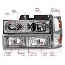 Load image into Gallery viewer, ANZO 88-98 Chevrolet C1500 Crystal Headlights Chrome Housing w/ Signal and Side Marker Lights