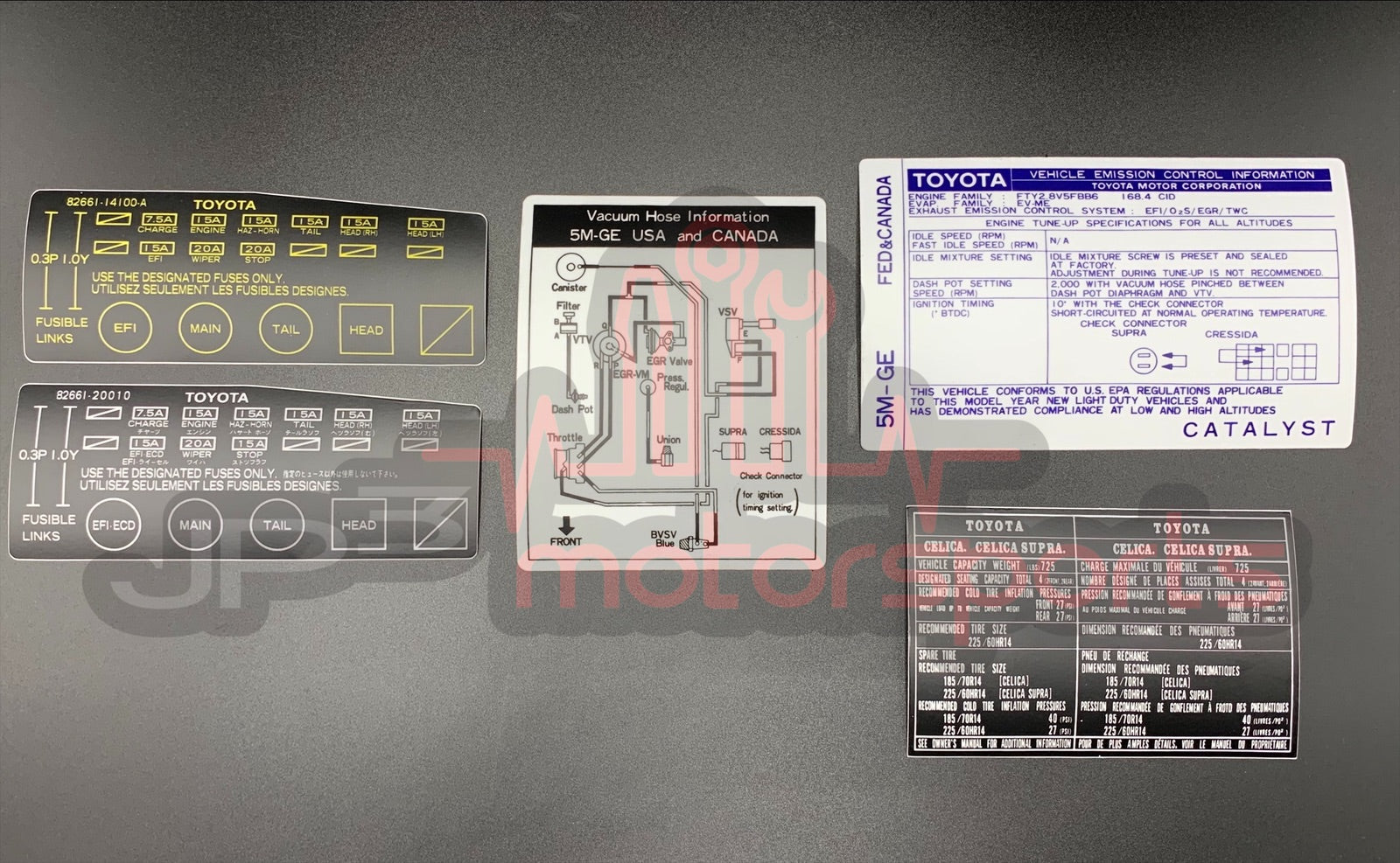 Toyota Celica Supra MKII Reproduction Decal Set