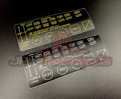 Toyota Celica Supra MKII Reproduction Decal (Fusebox)
