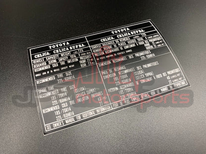 Toyota Celica Supra MKII Reproduction Decal (Glovebox)
