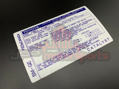Toyota Celica Supra MKII Reproduction Decal (Emission Control)