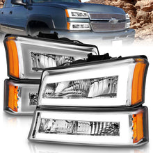 Load image into Gallery viewer, ANZO 2003-2006 Chevrolet Silverado 1500 Crystal Headlights w/ Light Bar Chrome Housing